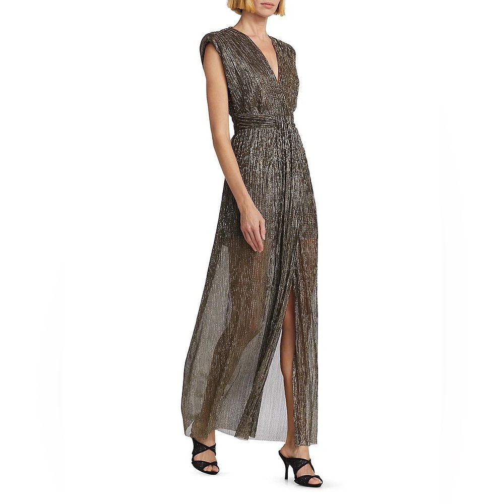 Sabina Musayev NWOT Orian Metallic Plisse Dress